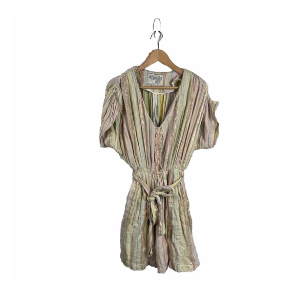 Ace & Jig Dress Stripe Cotton V Neck Mini - Picture 1 of 10